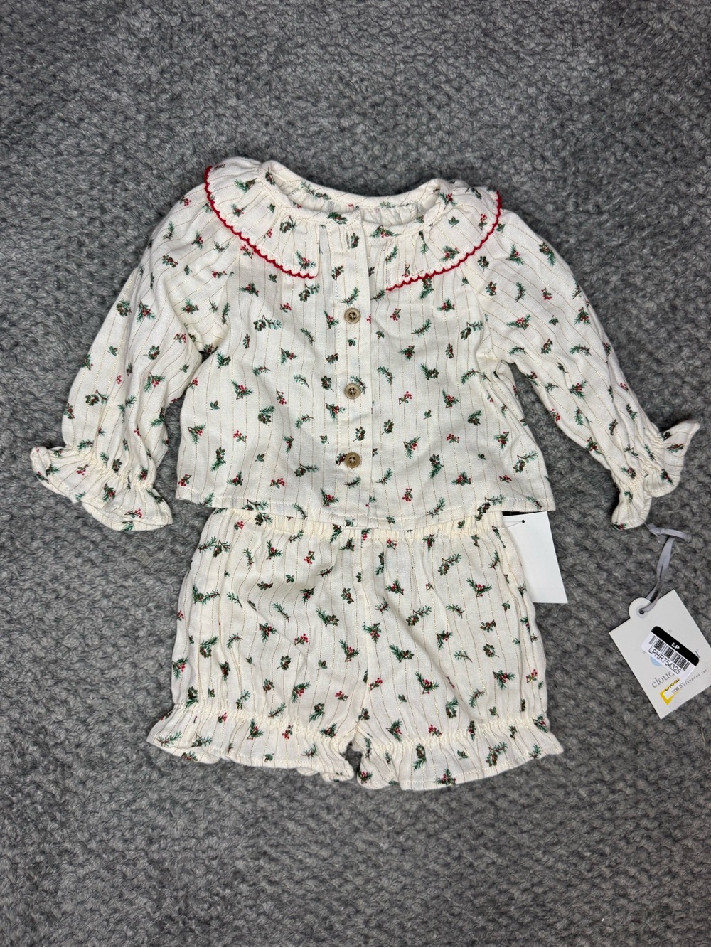 Cloud Island Baby Girls Christmas 2pc Holiday Outfit Set - White Size Newborn